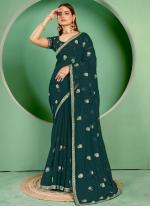 Shimmer Green Wedding Wear Swarosvki Work Saree